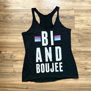 Bi and Boujee Raw Edge Racerback Pride Tank, Large